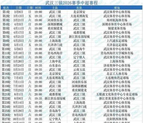 2026中超赛程表出来了吗，20202021中超赛程表？