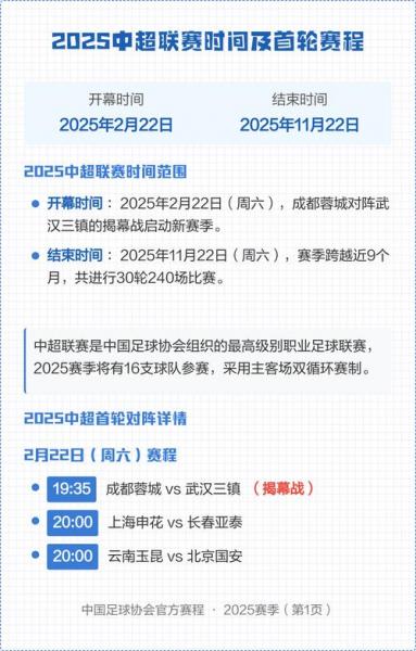 中超决赛时间2025？中超决赛时间2025场地在哪？