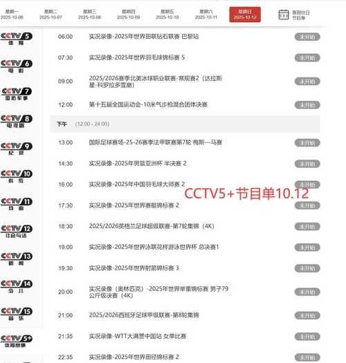 CCTV5节目，cctv5节目表在线